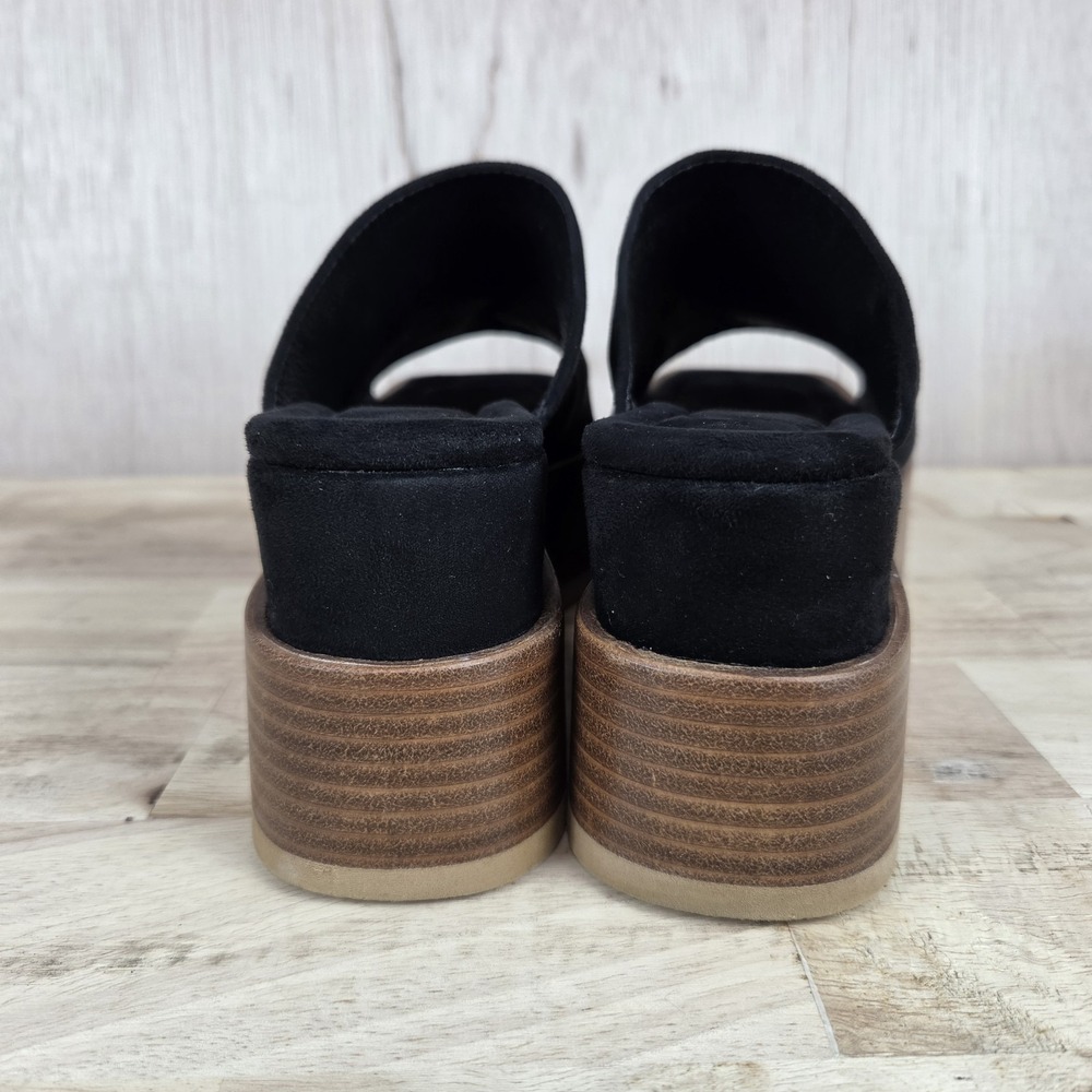 SHUSHOP Karlie Womens Black Suede Platform Slide Sandals Open Toe Slip-On Sz 7.5 - Picture 6 of 10